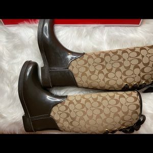 Coach Rainboots in brown & tan